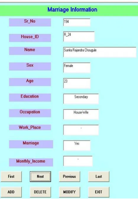 Fig 3: Marriage Information Data Entry Form