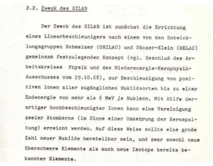 Fig. 1 Outline of the concept for the GSI accelerator and the research program taken from the SILABproposal, Darmstadt 1969.