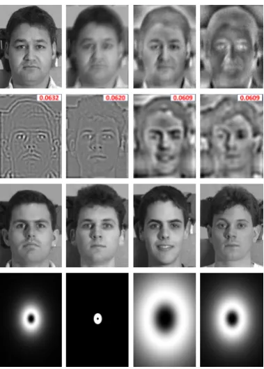 Figure 3.2: A visual demonstration of the proposed prior. Top row (from left to right):original (ground-truth) image x∗, input blurred image y, the image reconstructedby the weighted combination of all the ﬁltered training images, and the absolutedifferenc