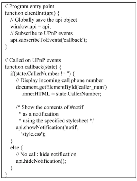 Figure 9. JavaScript code sample for displaying on-call noti- fications.                                             