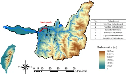 Figure 1. Topographic map of study site in the Cho-Shui River basin. 