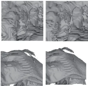 Figure 7. Left side – original object generated by marching cube; Right side – Gauss separation.