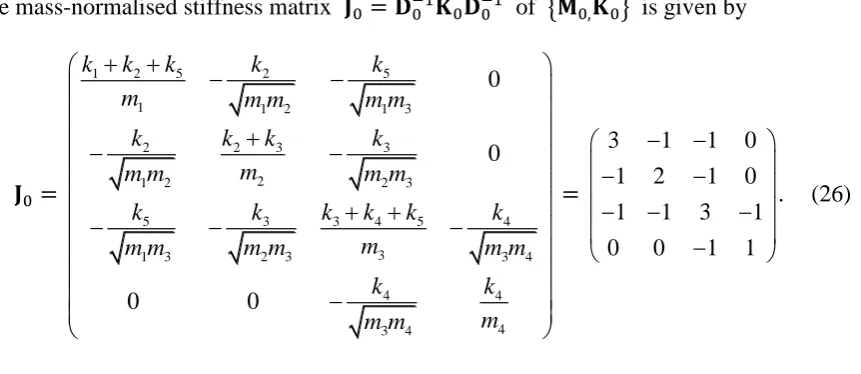 Figure 2. A 4-DOF “fixed-free” type of multiple connected mass-spring system 