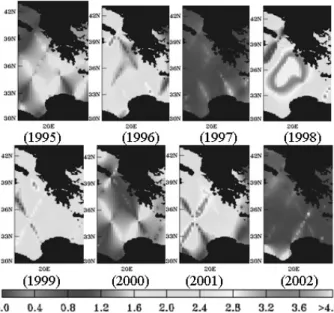 Fig. 4. The wave height values of the same region on the same day, but in different years.