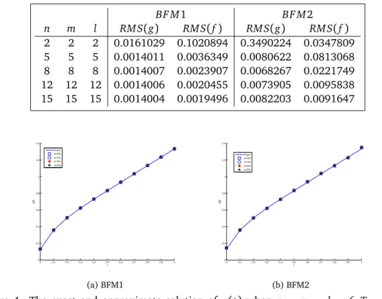 Table 8: The values of RM S(g) and RM S( f ) for various values of m, n, l with noisy data (σ = 1%) and T = 1.01