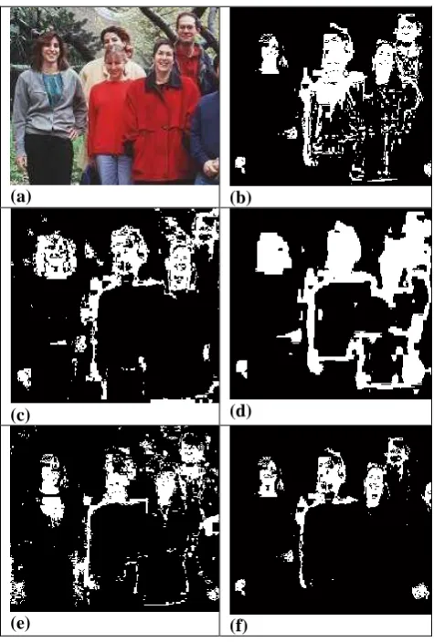 Fig 3: The skin detector: (a) original color image, (b) detecting based on RGB (c) detection based on standard 