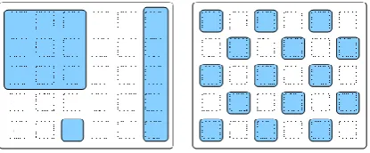 Figure 1. Two fragmentation states having same number of empty slots 