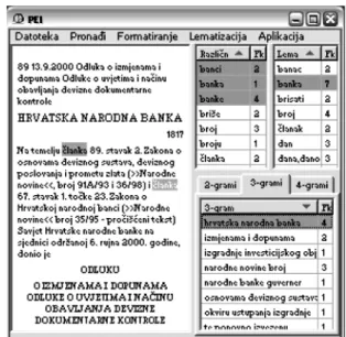 Fig. 6. Multilingual aspect of CADIS — Croatian user interface indexing a Croatian document.