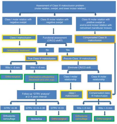 Figure 1 Summary of clinical practice guidelines for developing Class III malocclusion.Abbreviations: CR, centric relation; CO, centric occlusion; GTRV, growth treatment response vector.