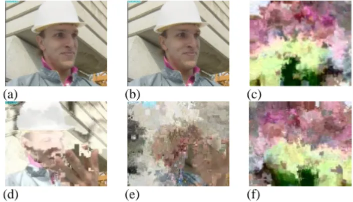 Figure  1: Original  images  and  cipher  images. (a)  is  the  original  image,  (b)  is  the  reconstruction image,  (c)  is  the  cipher-image,  (d~f)  are  cipher-images  of  the  image  produced  by  different  encryption  algorithms.