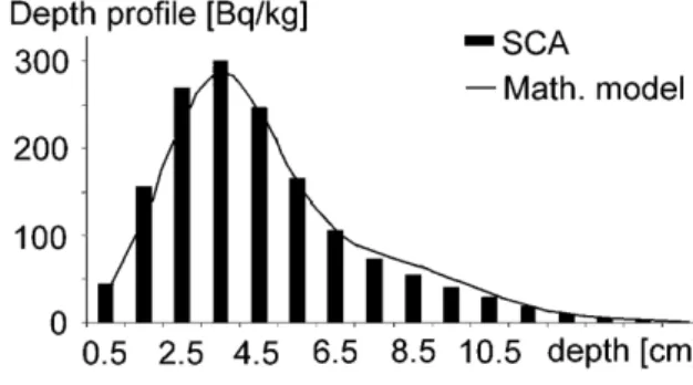 Fig. 5. Prediction of Cs migration in soil for the year 2003.