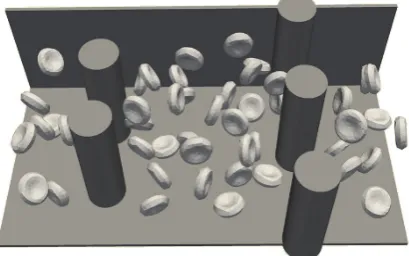 Fig. 10. Geometry A with 50 randomly distributed red blood cells. 