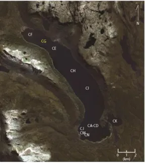 Figure 3-1 Mackereth core locations in Lake St Clair 