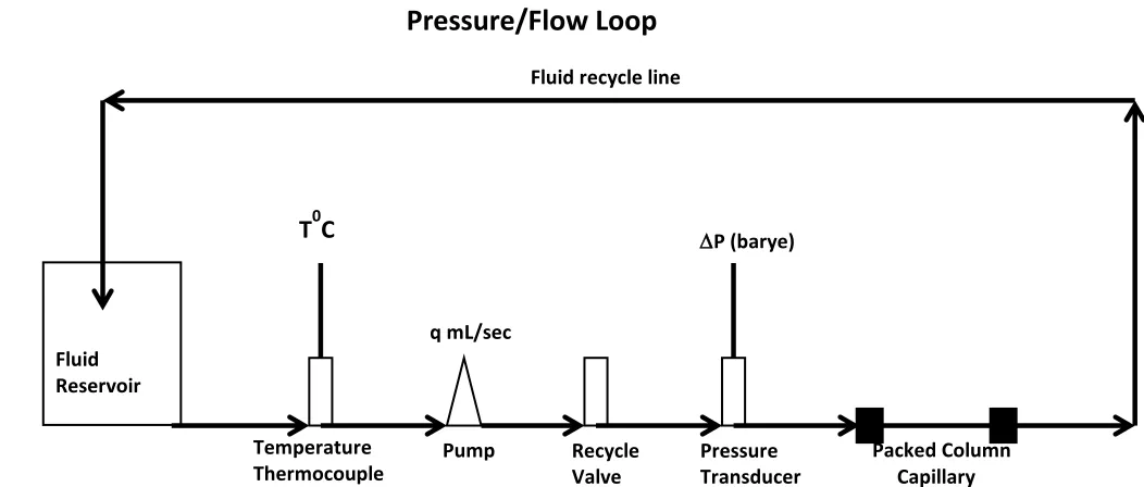 Fig. 2A  Pressure/Flow loop used in our experiments to determine the permeability of empty and packed conduits