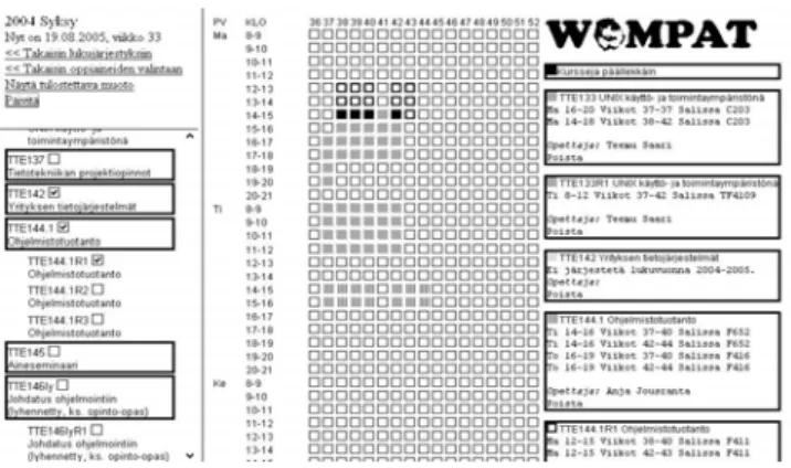 Figure 1. Screenshot of the current Wompat-system  