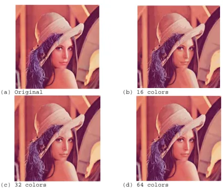 Figure  1:  Quantization results for the Lenna image using PSO-CIQ 