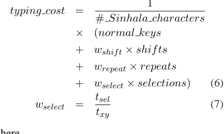 Table 2: Average typing cost by Goonetilleke et al.tbest resultsInput Method