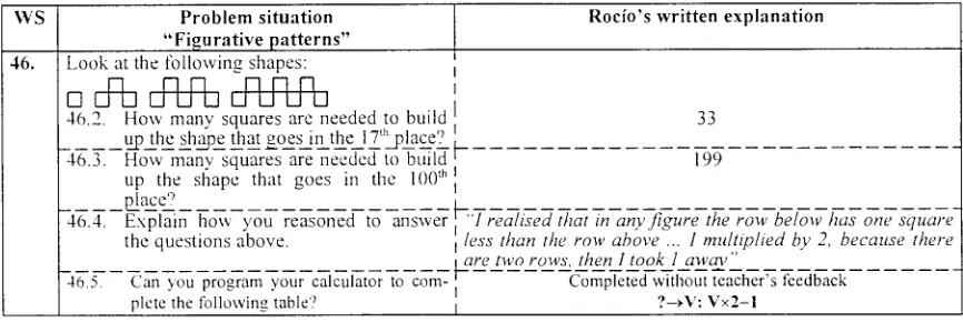 table at the end of this section). Nevertheless, her work throughout the study shows that 