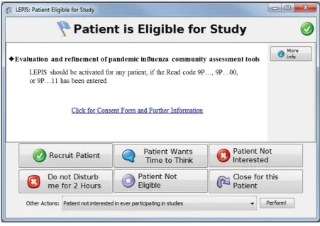 FIGURE 4 Screenshot of LEPIS pop-up window indicating an eligible patient.