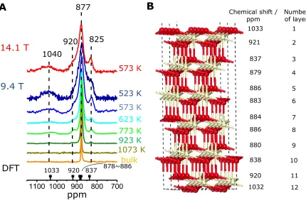 Fig. 1. Solid state NMR spectra of nanosized ceria in comparison with DFT calculations.