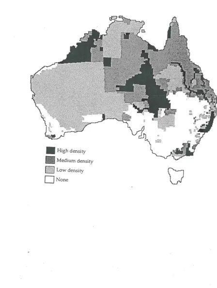 Figure 2.3 - The Dingo in subjective of The distribution and population density of the dog in Australia