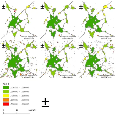 Figure 7(a). Imagery metrics for Model PBF Response in difference form. Urban expansion Directional Distribution Index indicates the main direction of Urban expansion from 1990 to 2010