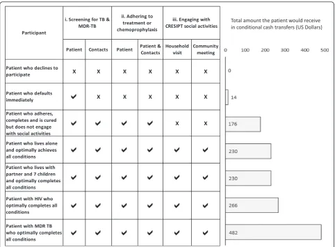 Fig. 3 Cash transfer received by participants in seven different potential scenarios during intervention implementation