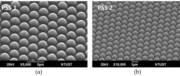 Figure 1. Two different scale PSS structures (scanning electron microscopy). 