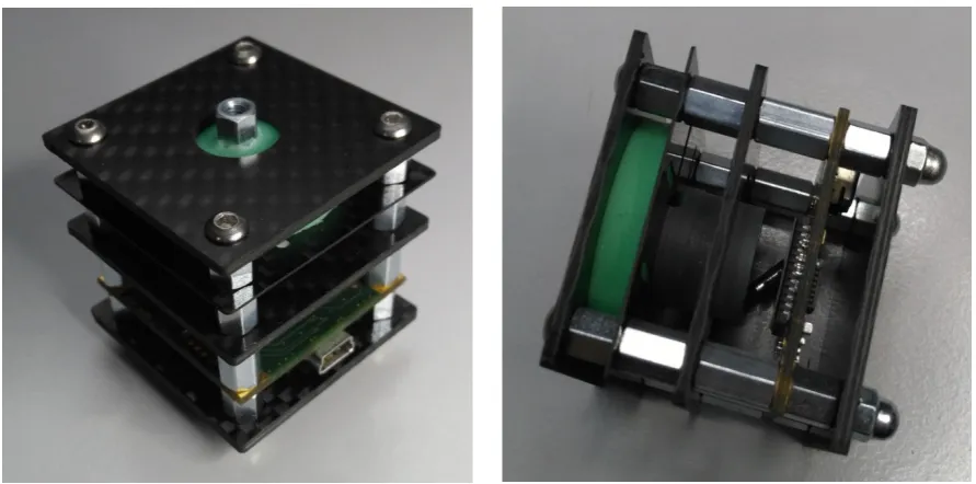 Figure 1: 3-axis sensor version 3 prototype V12.2 CFRP front view and side view 