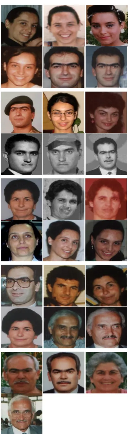 Figure 3: FGNET aging database: 011A07, 011A05, 010A10, 010A09, 010A07b, 001A14, 019A07, 009A14, 