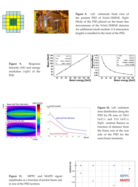 Figure 8.Left:An additional small module (1.8 interactionschematic front view ofthe present PSD of NA61/SHINE
