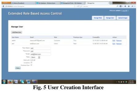 Fig.3 Role and User Creation Interface 