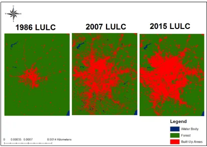 Figure 4. Classiﬁed Land Cover Maps for 1986, 2007 and 2015