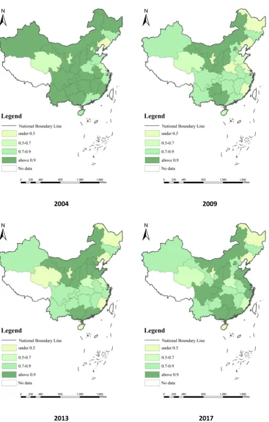 Figure 1. Regional Ecological Efficiency in China 