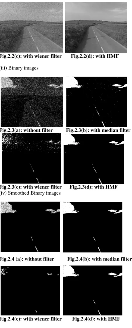Fig.2.3(c): with wiener filter      Fig.2.3(d): with HMF (iv) Smoothed Binary images     