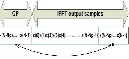 Fig. 1: OFDM symbol structure used in cyclic prefix based technique. 