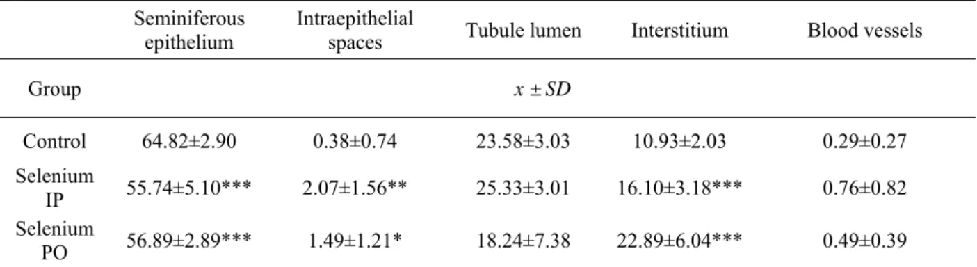 Table 2. Relative volume of testis structures (%) 