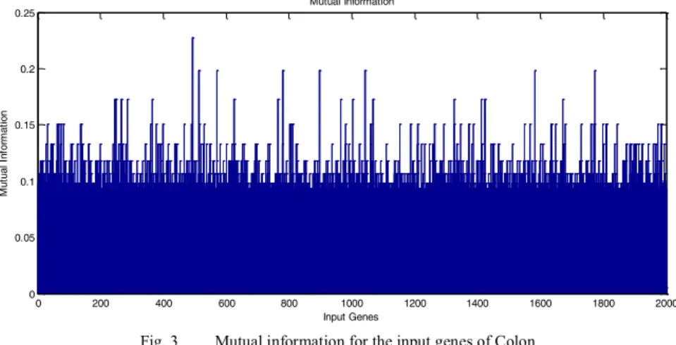 Fig. 3  Mutual information for the input genes of Colon 