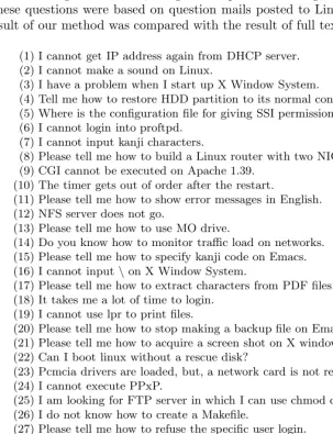Fig. 4. 32 questions which were given to the system for the evaluation