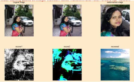 Table 2 shows the comparative PSNR, NC and Recover Time for Baby image for Digital image Watermarking on the basis of two methods DWT and WBRF