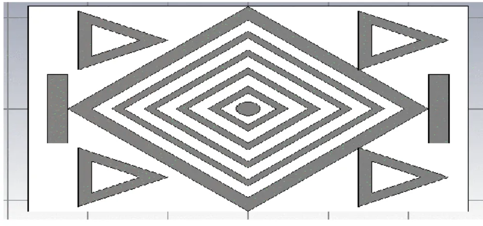 Fig 2. Design of desired metamaterial structure at the height of 3.2 mm from ground plane