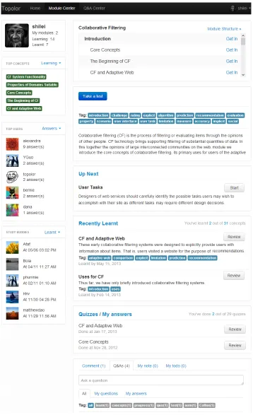 Figure 10 Topolor UI – Module Centre – Index 