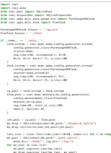 Figure 1. Example run-speciﬁcation script. This script speciﬁes and launches a run that will generate twoensembles of pure-gauge data, including a measurement of the Wilson ﬂow.