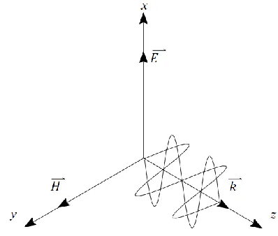 Figure 1.9:  Schematic showing the planar wavefronts of a collimated laser beam (left), converging after a focusing lens (right)