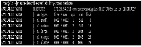 Fig 3: Eucalyptus Resources Status from Front end machine. 