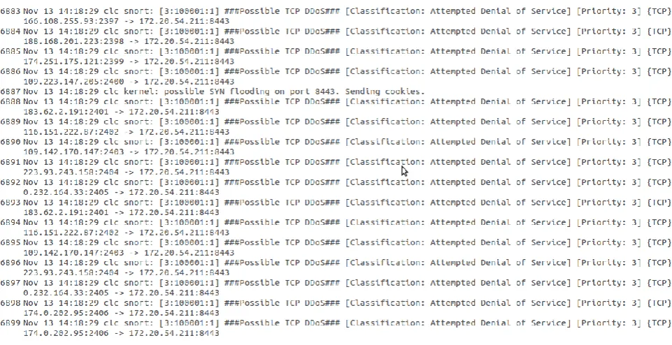 Fig 7: TCP SYN flood from random ports 