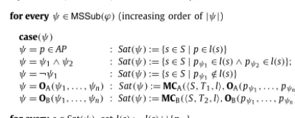 Fig. 1. Model checking algorithm MCAB for the combination of the logics A and B.