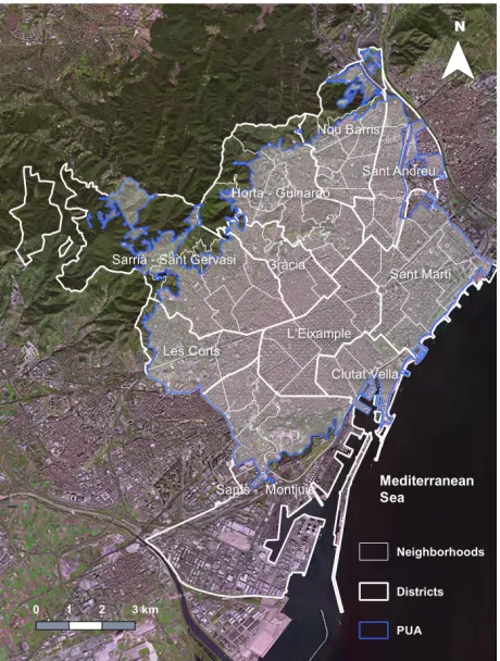 Figure 1.  Territorial delimitations in Barcelona. Source: [3] 