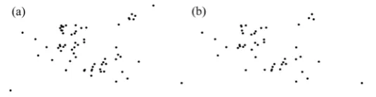 Figure 3. Result of select at one time. (a) the source map of hotel distribution. And (b) the hotel distribution with half of its source scale by selecting at one time