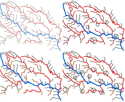 Figure 7. River network selection results. (a) the original map. (b) the map with half of the original scale selected by our method